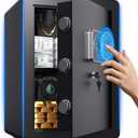 Safe Box, Biometric Fingerprint Fireproof Home Safe for Money 2.0 Cubic Feet Small Personal for Cash Documents Jewelry Medicine Digital Touchpad Security with Built-In Handgun Rack