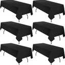 YMHPRIDE 6 Pack Polyester Tablecloth for 6 Foot Rectangle Tables,60 x102 inch Black Polyester Table Covers, Washable Black Table Cloth for Wedding,Party,Banquet,Restaurant,Buffet