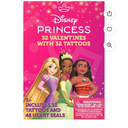 Disney Princess 32 Valentines Cards with Tattoos 4 Packs