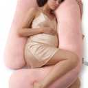 Momcozy Pregnancy Pillows for Sleeping, U Shaped Full Body Maternity Pillow with Removable Cover - Support for Back, Legs, Belly, HIPS for Pregnant Women, 57 Inch Pregnancy Pillow, Cotton Pink