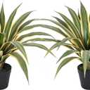 Artificial Agave Plants Outdoor, 24 Large UV Resistant Fake Agave with 24 Lifelike Leaves, Faux Succulents Plant for Home Front Porch Patio Garden Yard Indoor Decor 2Pack