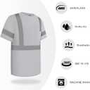 TCCFCCT High Visibility Shirt for Men Class 3 Construction Shirts with Pocket, Hi Vis Reflective Safety Work Shirts for Men Women, Short Sleeves, Durable & Breathable, DC-Light Gray 3XL