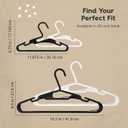 IRIS USA Lightweight Flexible Hangers 50 Pack, Made in USA, Plastic Clothes Hangers with Shoulder Grooves & Accessory Hooks, Dorm Apartment Essentials, Adult Hangers for Light Shirts, Black