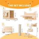 NOVGOBHOT Cat Wall Shelves for Large Cats – 9-Piece Wooden Wall-Mounted Cat Shelves Set, Kitty Climbing System with Perches, Scratching Post & Condo House