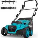 36V 15" Brushless Cordless Electric Dethatcher and Scarifier Compatible with Makita 18V Battery(Tool Only), w/12Gal Thatch Collection Bag, 5-Depth Adjustment, Quick-Fold, Walk Behind for Lawn Care