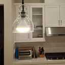 3 Pack 1 Light Kitchen Island Pendant Ceiling Light 6.5" Clear Glass Black Finish Fixture,Modern Industrial Farmhouse Pendant Lamp for Bedside Over Sink Hallway