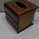 Crafted Classical Retro Wooden Antique Book Tissue Box Cover Square Tissue Holder Dispenser Paper Cover Case Napkin Holder Home Decor for Bathroom Living Room Office car Kitchen (Brown)