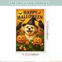 IVN Halloween Shih Tzu Garden Flag 28 x 40 Inch Double Sided House Flag with Witch Hat Pumpkin and Raven Design for Spooky Outdoor Porch Decor
