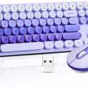 Wireless Keyboard and Mouse Combo, Full Size Compact Quiet Wireless Keyboard and Mouse Set 2.4G Ultra-Thin Sleek Design for Windows, Desktop, PC, Notebook, Laptop,Round Keys Purple Mixed Punk Color
