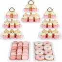 NWK 5 Piece Cake Stand Set with 2 x 3-Tier Cupcake Stands, 1 x2-Tier Cupcake Stands, 2 x Appetizer Trays, for Wedding Birthday Baby Shower Tea Party Decorations (Gold)