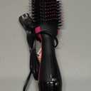 Hair Dryer Brush Blow Dryer Brush in One, Upgraded 4 in 1 Hair Dryer and Styler Volumizer with Negative Ion Anti-frizz Ceramic Titanium Barrel Hot Air Hair Straightener Brush (Black/Pink)