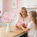 48 Pcs Happy Mother's Day Party Table Decorations Centerpiece Sticks, Best Mom Table Decorations Pink Flowers Table Toppers for Best Mom Love You Mother's Day Party Decoration Supplies