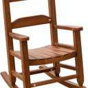 Toddler Rocking Chair Kids Child Wooden Small Baby Comfy Rocker Chairs Furniture for Nursery Bedroom Livingroom Outdoor Reading Room, Ages 3-6, Brown