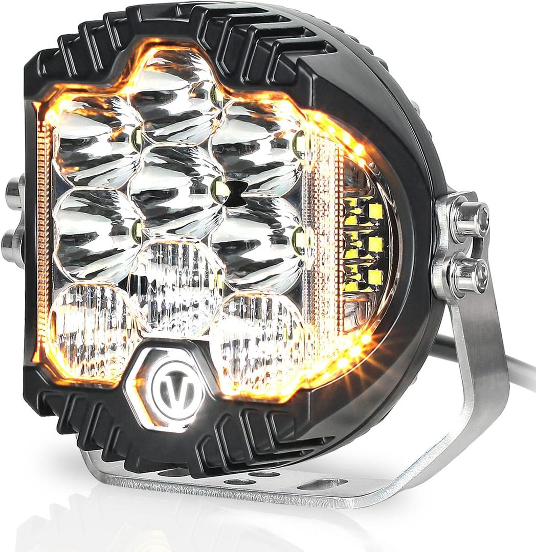5 Inch 50W LED Driving Light, 5000LM Offroad Light IP67 Waterproof Round Work Light Spot Flood Combo for Wrangler, ATV, SUV, UTV, Trucks, Pickup, 4x4, F150 - Pack of 1 (White)