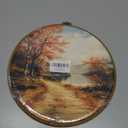 TLESKE Fall Forest Path Landscape Round Wall Art Decor Framed 10x10, Autumn Lake Canvas Wall Art Prints Artwork, Rustic Farmhouse Wall Hanging Room Door Decor Decorations for Bedroom Living Room