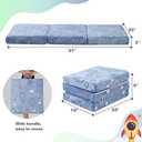 MeMoreCool Glow Space-Themed Foldable Floor Mattress for Kids, Trifold Nap Mat with Planets and Stars, Portable Daycare Sleeping Futon or Floor Bed, 57x22 Inch (Blue Astronaut)