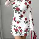 MakeMeChic Women's Cheetah Print Mini Dress Y2k Bell Sleeve Leopard Print Dress Going Out Outfits (M)