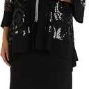 R&M Richards Women's Glitter Jacket Dress
 (Small, Black)