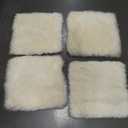 Natural Wool 4Pack Sheepskin Chair Pad 18"*18" Cream White | Soft Like Clouds Non-Slip Design Sheepskin Chair Seat Cushion For Office Dressing Table Computer Dining Chair Pad