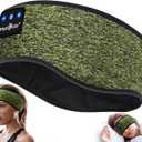 MUSICOZY Sleep Headphones Bluetooth Headband 5.4 Wireless Headband Headphones for Sleeping for Side Sleeper with Ultra-Thin HD Stero Speaker for Workout (Military Green)