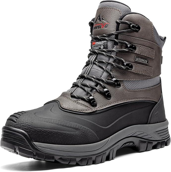 NORTIV 8 Men's Insulated Waterproof Construction Rubber Sole Winter Snow Ski Boots 14