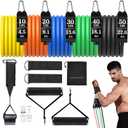 Resistance Bands Set, Himaly Exercise Bands Strength Training Fitness Bands Workout Elastic Bands with Legs Ankle Straps, Door Anchor, Handles & Carry Bag for Home Outdoor Workouts (10-150lbs)