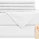 CozySmile Full Sheet Set,Luxury Silky Soft 6 Piece Bed Sheet Set Fits 16 inch Deep Pocket Mattresses, Wrinkle Free & Breathable Cooling Machine Washable Hotel Bedding Sheets Full Size (White)