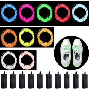 Tuanse 10 Pack EL Wire 9.8 ft LED Wire Lights with Battery Pack Portable Neon Lights Cuttable Glowing Strobing Electron Luminescent LED for Party DIY
