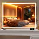 Vanity Mirror with Lights, 40" x 29" LED Makeup Mirror with 10X Magnification, Dimmable 3 Modes, Memory Function, Smart Touch, USB Charging Port, Lighted Makeup Mirror Square White