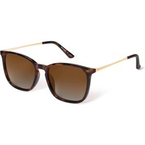 VANLINKER Vintage Square Polarized Sunglasses Men Women Classic Trendy Rectangle Metal Frame Sun Glasses VL9771 (C7-polarized Gradient Brown Lens/Tortoise Frame)