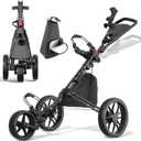 Golf Push Cart 3 Wheel with Brake, Cooler Bag, Cup/Umbrella Holder