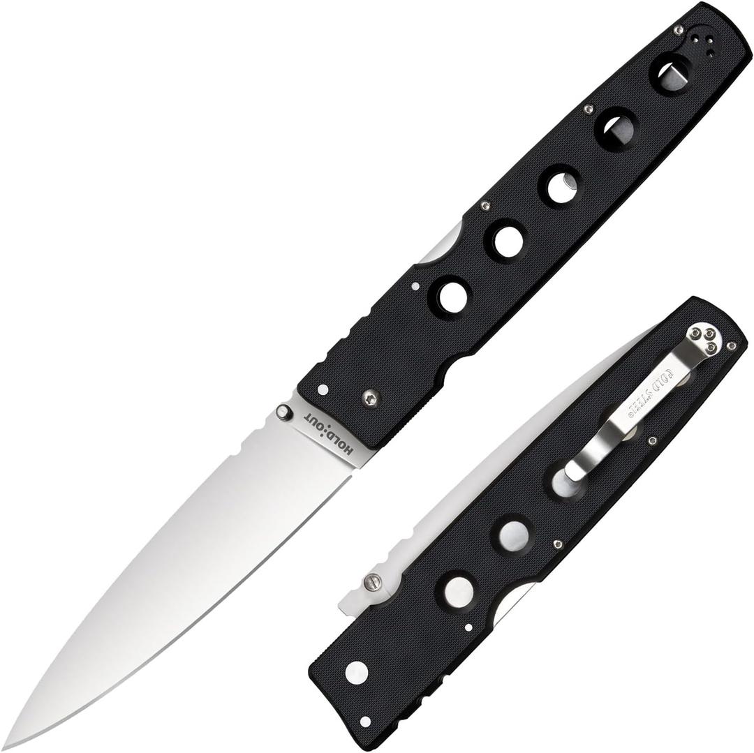 COLD STEEL Hold Out 6" S35VN Ultra-Sharp Blade 7.2" G-10 Handle Everyday Carry Pocket Folding Knife w/Tri-Ad Lock, Pocket Clip