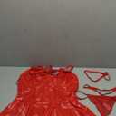 Sexy Strappy Leather Underwire Choker Garter Belt Mini Lingerie Set Dress with Thong 3 Piece (XX-Large, Red)