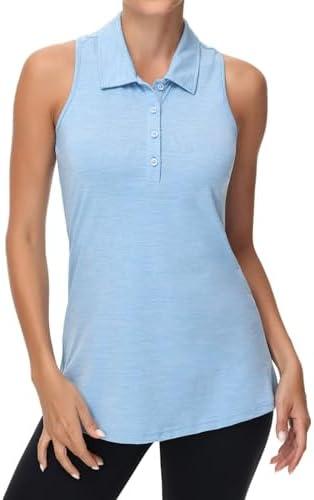 Pdbokew Women's Racerback Golf Shirt Long Tank Tops Sleeveless Polo Shirt XL