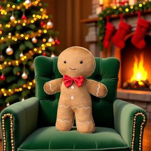 Eoieov Christmas Gingerbread Man Pillows Plush Stuffed Christmas Shape Throw Pillow for Home Decor Sofa Bed Cute Party Ginger Decor Cushion,Man,14.7"
