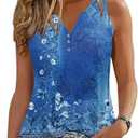 Tank Tops for Women Summer Tops Casual Button Down Shirts Loose Fit V Neck Sleeveless T Shirts XL Blue