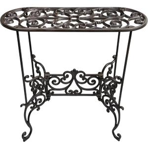Heavy Duty Cast Iron Potted Plant Stand Garden Table - 22.8IN. Oval Plant Shelf, Vintage Ornament Display Stand, Corner Plant Stand for House Decor, Balcony, Living Room or Patio wrought flower bloom bar