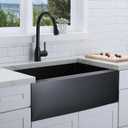 33 inch Black Farmhouse Sink, Modern Single Bowl Stainless Steel Apron Front Farmhouse Kitchen Sink with Dish Grid and Strainer
