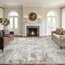 8x10 Area Rugs, Modern Abstract Washable Rug for Living Room, Stain Resistant Non-Shedding Distressed Area Rug with Non Slip Backing for Bedroom (Beige Rust Red, 8'x10')
