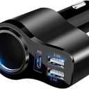 4 in 1 USB C Car Charger, 168W Multi USB Cigarette Lighter Adapter, Socket Splitter with 3 USB Ports, 12V/24V Dual USB Type C PD Fast Car Charger Adapter for iPhone 17/Air/16/15 Pro Max iPad GPS