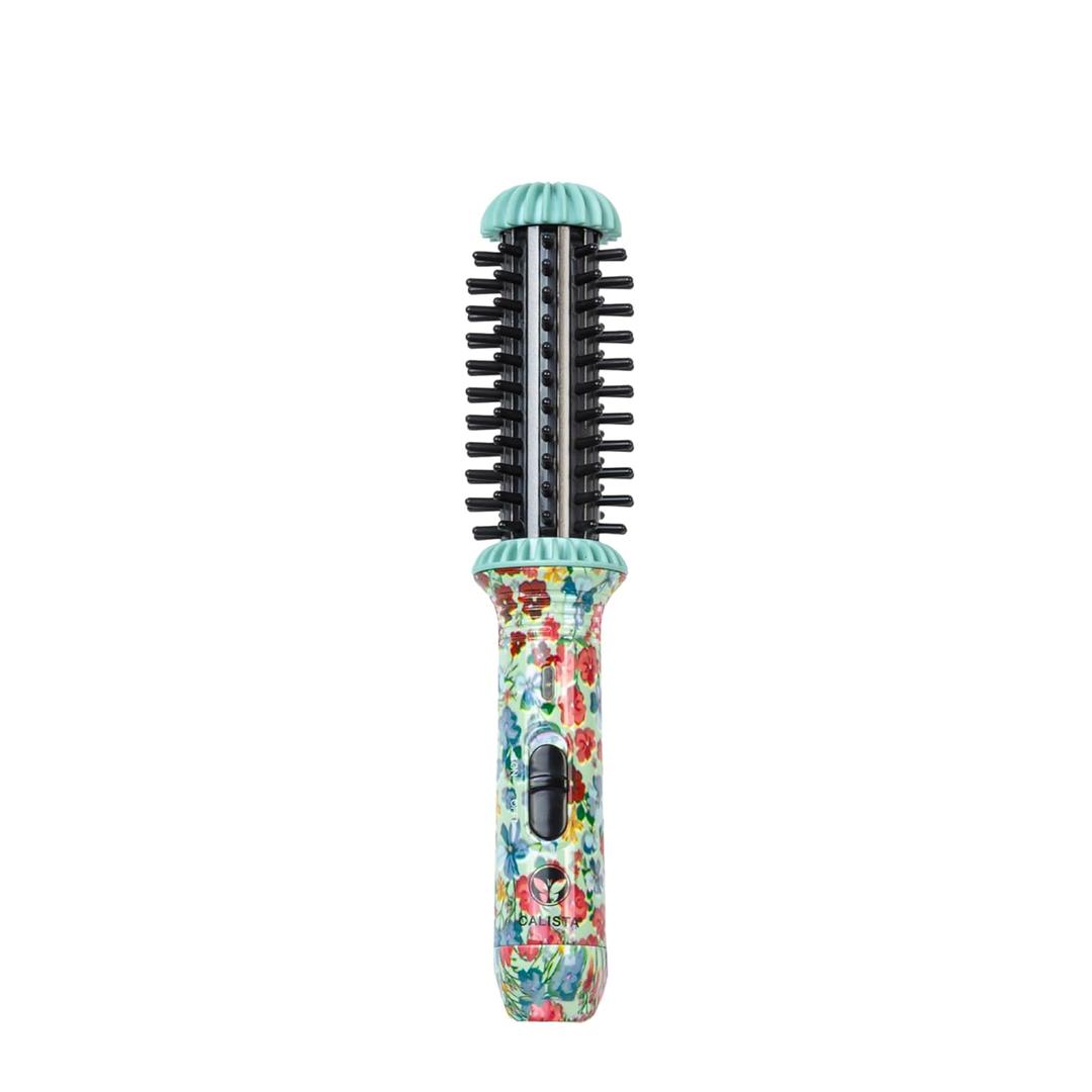 CALISTA GoGo Mini Heated Round Brush | Curl, Touch-Up, De-Frizz, and Style Hair with the Mini 7 Styling Tool | Heats to 365F | Perfectly Designed Travel Tool | Dual Voltage (Retro Floral)