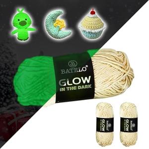 BATELO Glow in The Dark Crochet Polyester Yarn - Luminous Halloween Party Yarn - 3.52oz/100g 115.92yd/106m Light Yellow , Pack of 9