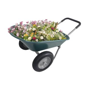 Elevon Wheelbarrow Garden Cart, Heavy Duty Home Utility, Dual-Wheel Home Garden Yard Utility Wheelbarrow Cart with Built-in Stand