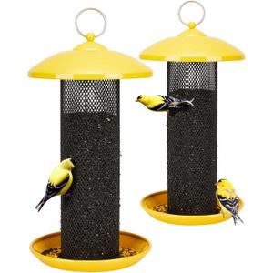 Kingsyard 2 Pack Metal Mesh Tube Bird Feeders for Outdoor Hanging, Finch Bird Feeder for Nyjer/Thistle Seed, 2.5 lbs Large Capacity (Yellow) Kingsyard 2 Pack Metal Mesh Tube Bird Feeders for Outdoor Hanging, Finch Bird Feeder for Nyjer/Thistle Seed, 2.5 lbs Large Capacity (Yellow)