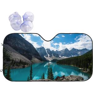 Clear Blue River with Mountains Windshield Sunshade for Car SUV Truck Foldable Uv Ray Reflector Front Window Sun Shade Visor Shield Cover