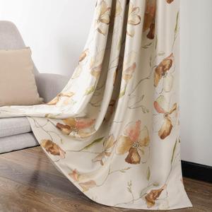 VOGOL Print Curtains 84 Inch Length, Watercolor Floral Blackout Curtain Panels Grommet Energy Efficient Saving Window Drapes for Bedroom Living Room Home Theatre, 52x84, 2 Pieces (T003c3)