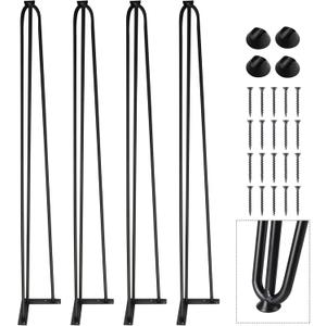 TENGCHANG 40" Hairpin Legs Bar Table Legs 3-Rod Heavy Duty Desk Legs DIY Metal Solid Steel Furniture Legs for Dining Desk Coffee Table Bench, Black, Set of 4