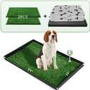Dog Grass Pad with Foldable Dog Litter Box,Large Liner Base for BalconyUltra-Absorbent Artificial Grass Pads for Dogs Pee Pad Holder, Potty Training, 2 PCS Reusable Pee Pad
