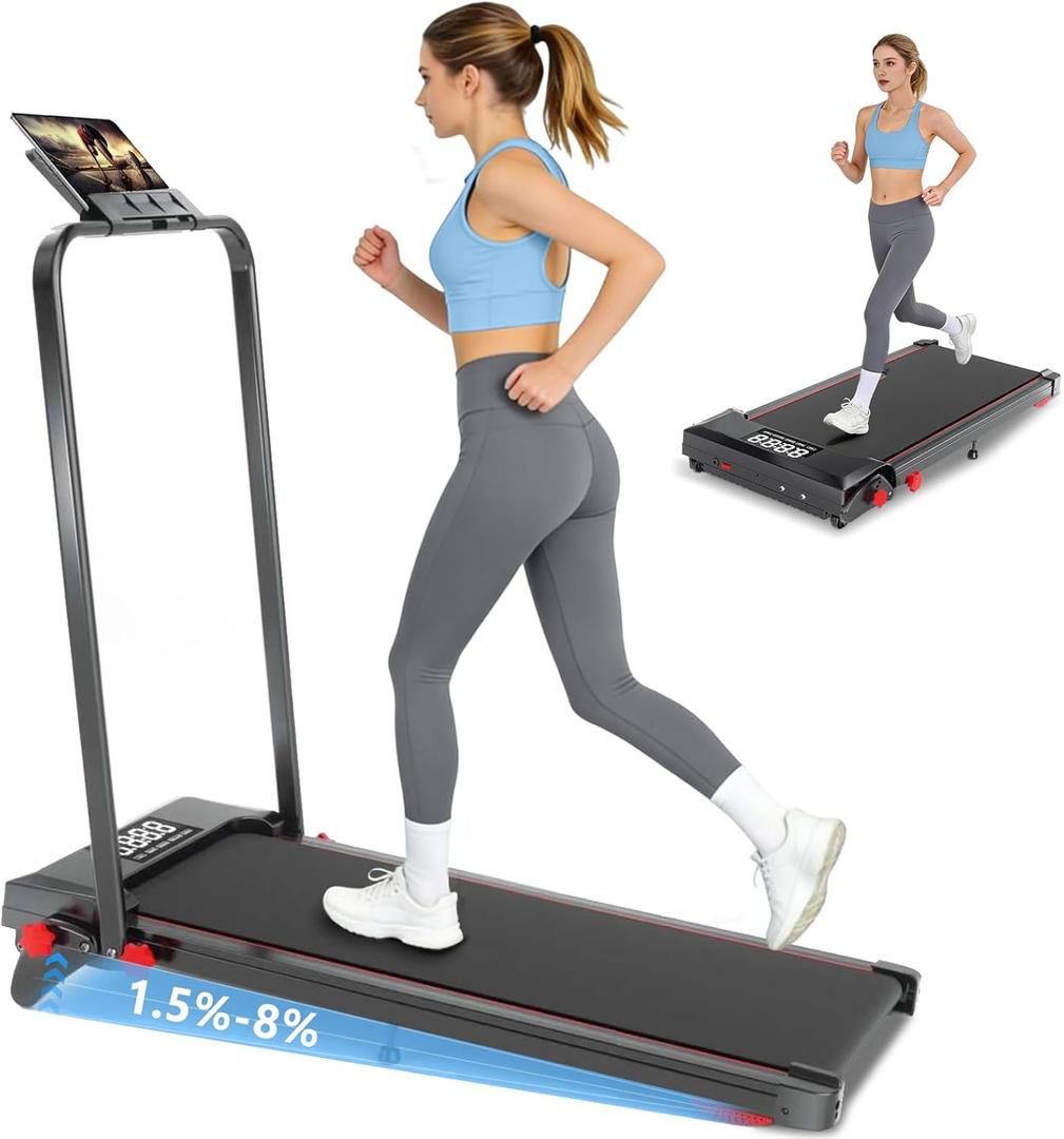 Walking Pad with Handle Bar and Incline, 3 in 1 Under Desk Treadmill with Hiking Mode, 2.5HP Low Noise Walking Treadmill Pad with Remote Control,Portable Treadmills for Home Office, Led Display (Black)
