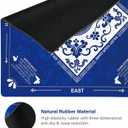 33" X 33" Blue Mahjong Table Mat, Waterproof Game Mat Rubber Mahjong Mats